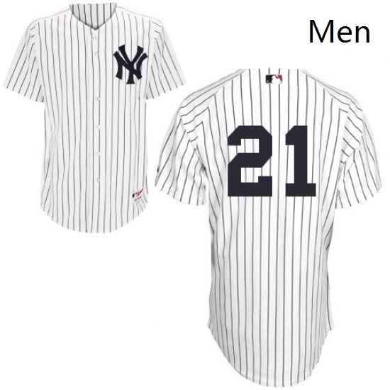 Mens Majestic New York Yankees 21 Paul ONeill Replica White Cooperstown MLB Jersey